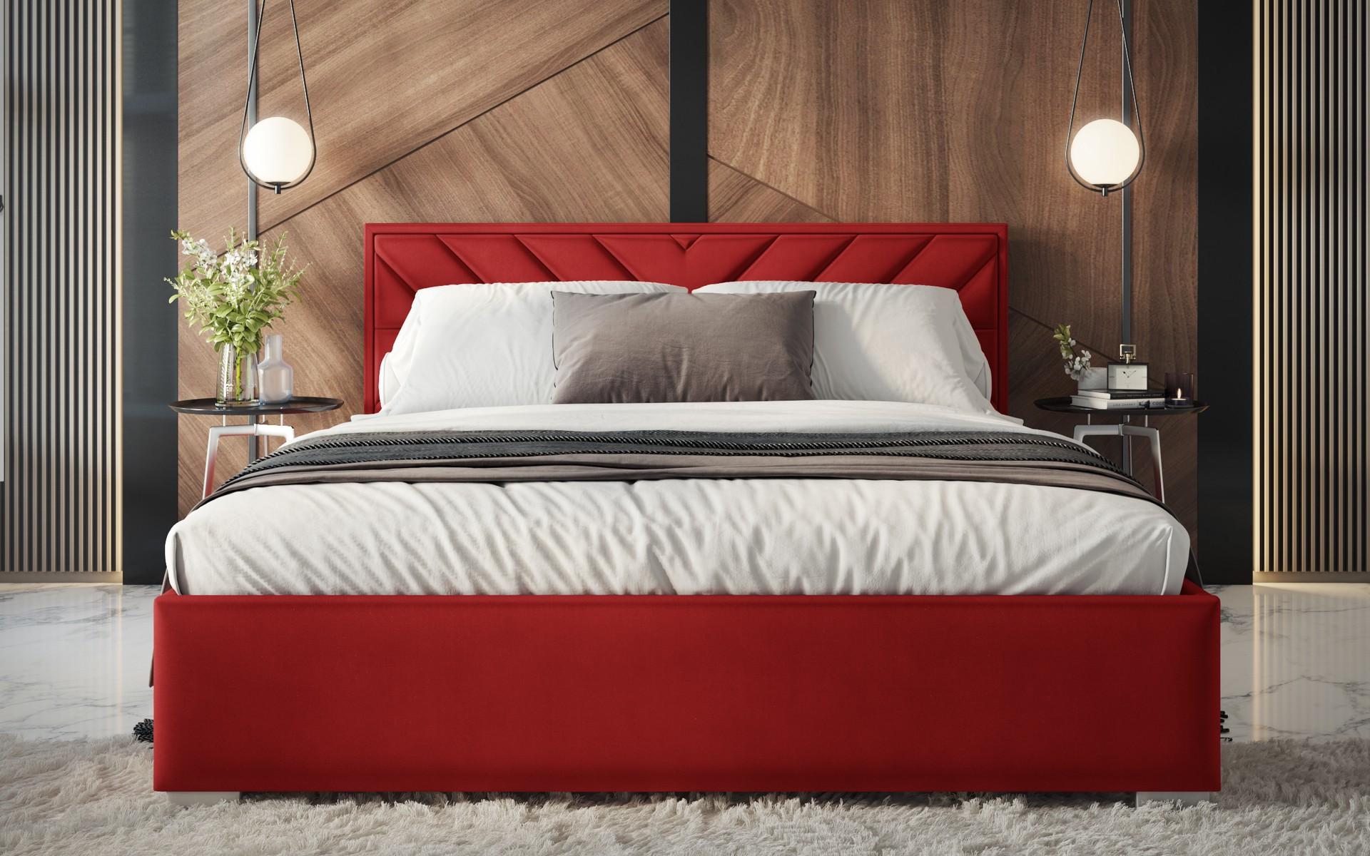 Upholstered double bed for mattress 160/200 Mirelly, red  3